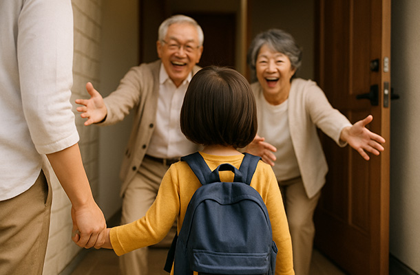 帰省祖母蕎麦お出迎え